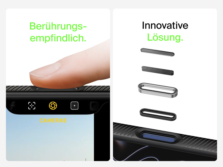 Belkin SheerForce Grip Series Case for iPhone 17 with MagSafe ring, raised edges, and floating tinted buttons for precision protection.