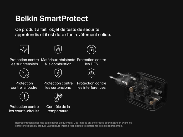 Le chargeur secteur 2 ports USB-C Belkin Gaming (65 W) est doté d’un design compact ; l'idéal pour recharger rapidement la Nintendo Switch 2 en déplacement.