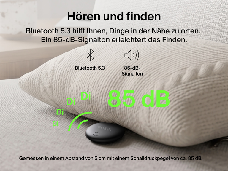 Der Belkin SureFind Spot Tracker hat eine Batterielaufzeit von bis zu einem Jahr. Die Batterie ist austauschbar. Das Akkufach mit Drehverschluss ist einfach zu &ouml;ffnen.