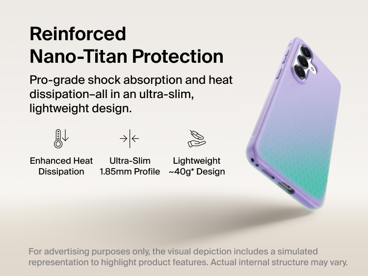 Belkin SheerForce Protect Series Case for Samsung Galaxy S26 featuring reinforced Nano-Titan protection, ultra-slim 1.85 mm profile, lightweight design, and enhanced shock absorption with heat dissipation.