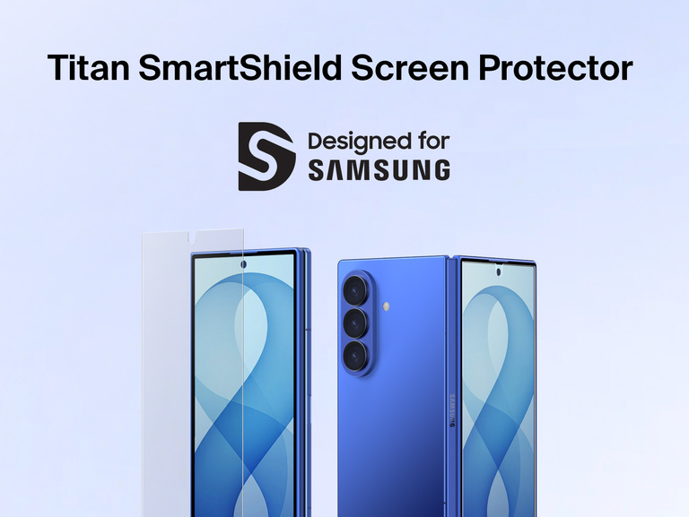 Belkin Titan SmartShield Anti-Reflective Screen Protector for Samsung Galaxy Z 8 with durable reinforced glass and full-screen coverage.