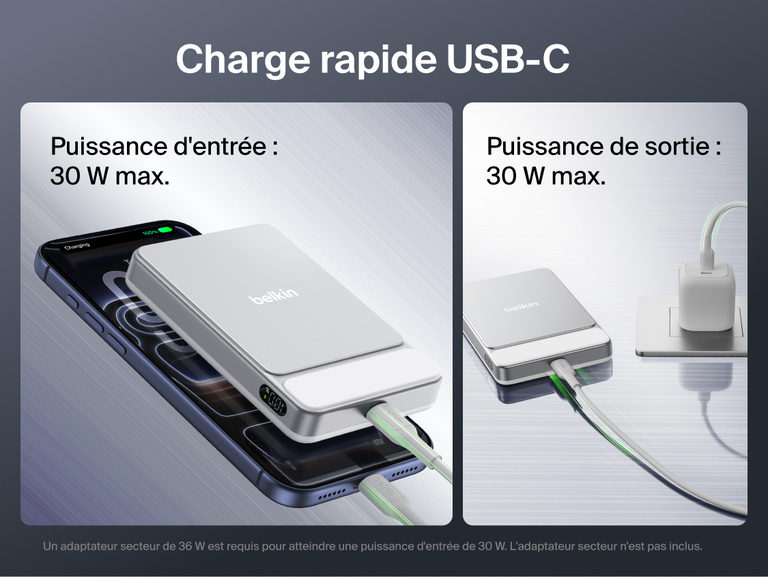 Belkin UltraCharge Slim Magnetic Power Bank 10K showcasing 10,000 mAh capacity, ultra-slim design, and compact size compared to standard portable chargers