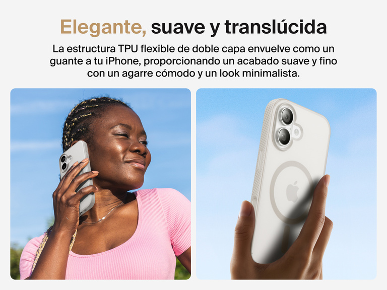 Belkin SheerForce Grip Series Case for iPhone 17 with slim translucent design and soft-touch finish for a comfortable grip.