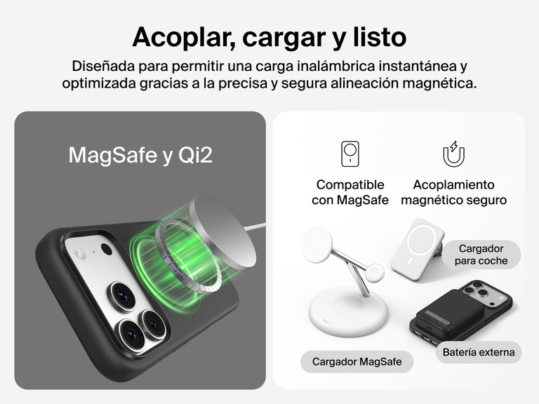 La funda SheerForce Protect Series para iPhone 17 de Belkin cuenta con bordes realzados para preservar efizcamente la pantalla y las lentes de la c&aacute;mara y su dise&ntilde;o no obstaculiza la carga magn&eacute;tica inal&aacute;mbrica.