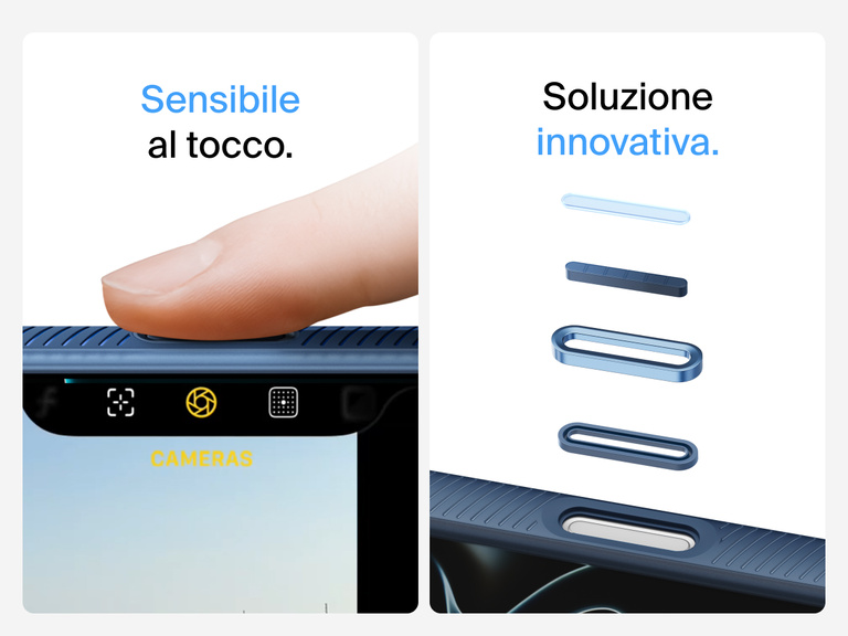 Belkin SheerForce Grip Series Case for iPhone 17 with MagSafe ring, raised edges, and floating tinted buttons for precision protection.