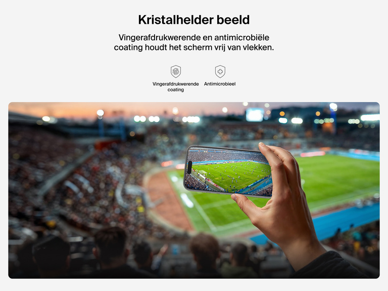 Belkin ScreenForce InvisiGlass Screen Protector delivers crystal-clear viewing with anti-fingerprint and antimicrobial protection.