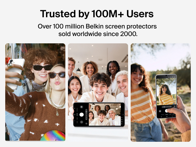 Belkin ScreenForce Titan SmartShield Privacy Filter Screen Protector for Samsung Galaxy S26 highlighted as a trusted screen protection solution, reflecting Belkin&rsquo;s legacy of over 100 million screen protectors sold worldwide.