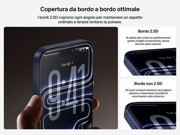 Belkin ScreenForce InvisiGlass Screen Protector with seamless 2.5D edge-to-edge coverage for a smooth, dust-free fit.