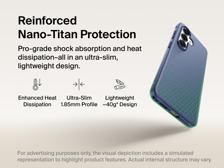Belkin SheerForce Protect Series Case for Samsung Galaxy S26 featuring reinforced Nano-Titan protection, ultra-slim 1.85 mm profile, lightweight design, and enhanced shock absorption with heat dissipation.