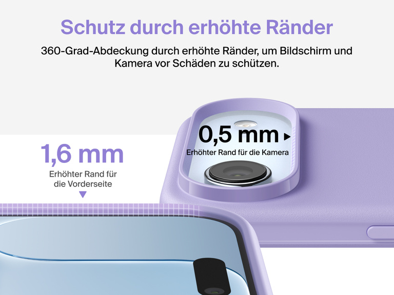 Belkin H&uuml;lle der SheerForce Protect Serie f&uuml;r das iPhone 17 mit erh&ouml;hten R&auml;ndern, die dem Milit&auml;rstandard f&uuml;r Schutz bei Aufprall aus bis zu 4&nbsp;m H&ouml;he entspricht.