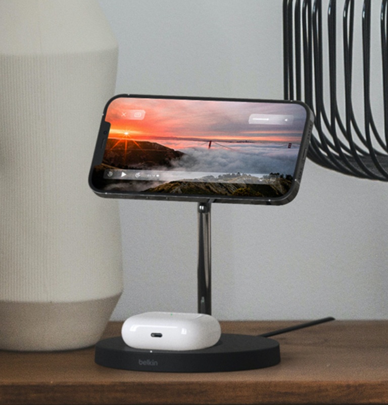 Charge your Apple essentials with Belkin 2-in-1 MagSafe Charger with Wireless Magnetic Charging Stand.