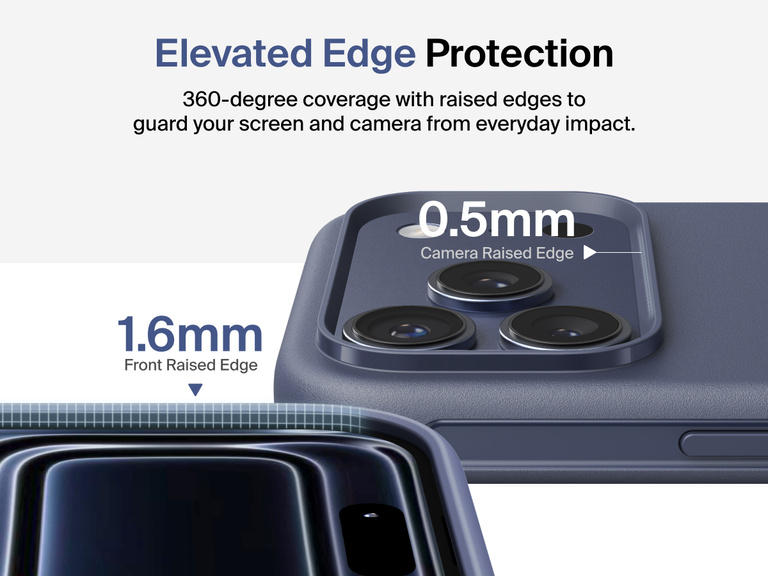 Belkin ScreenForce Protect Series Case for iPhone 17 with elevated edge design and military-grade drop protection up to 13 feet.