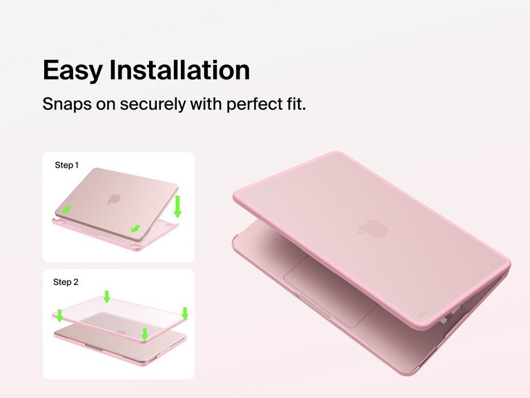Easy Installation: hard shell case snaps on securely in two steps