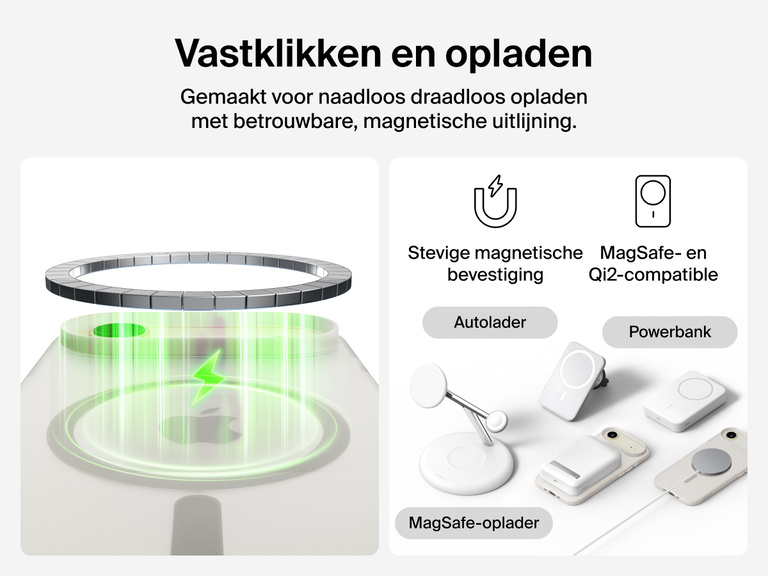 Close-up of Belkin SheerForce Grip Series Case for iPhone 17 with textured edges for secure, comfortable handling.