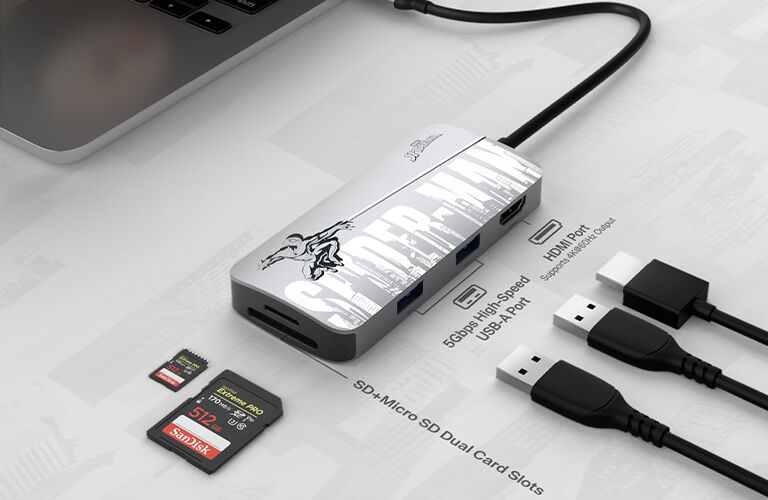 5-in-1マルチポートUSB-Cアダプター、USB-Cハブ、4K HDMI（マーベル