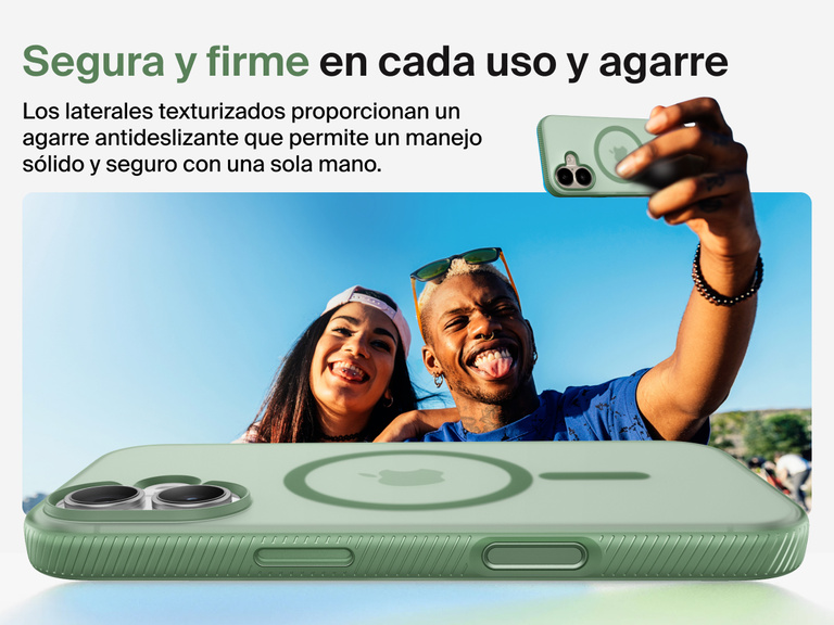 Belkin SheerForce Grip Series Case for iPhone 17 with military-grade drop protection and textured non-slip grip.