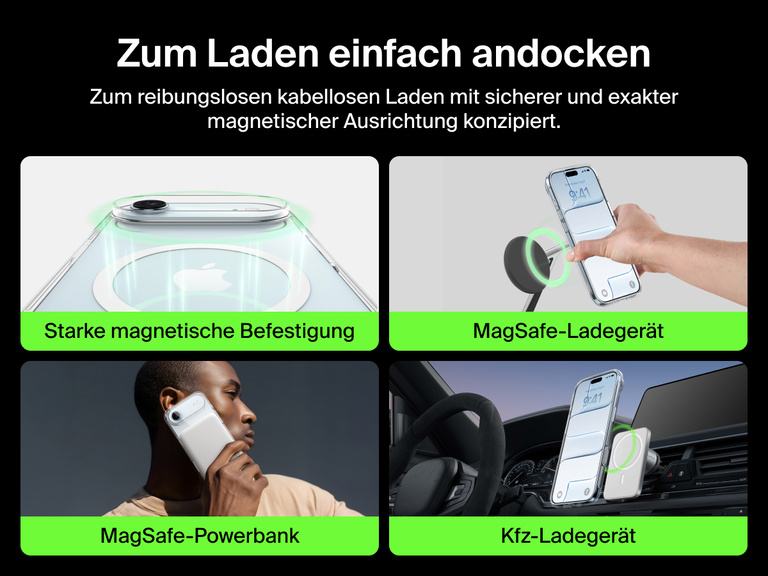 Belkin SheerForce Clear Series Case for iPhone 17 supports MagSafe accessories with strong magnetic attachment for chargers, power banks, and car mounts.