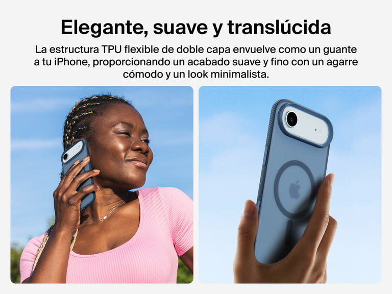 Belkin SheerForce Grip Series Case for iPhone 17 with slim translucent design and soft-touch finish for a comfortable grip.