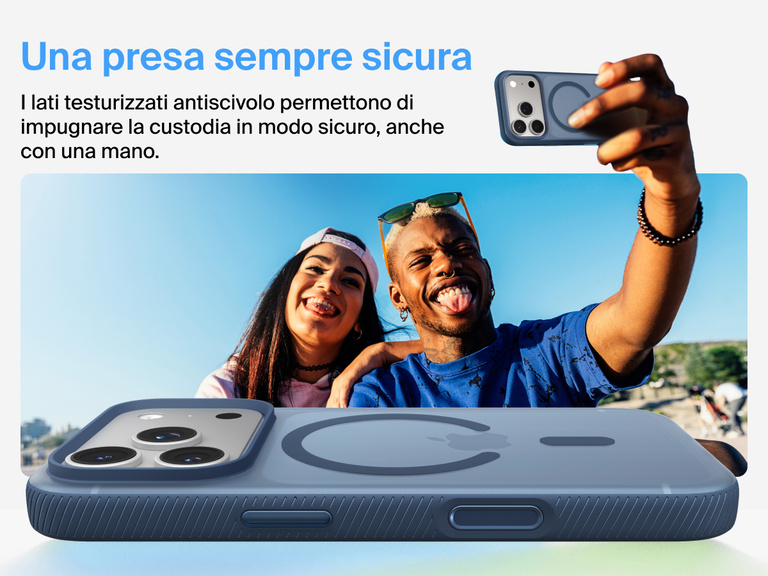 Belkin SheerForce Grip Series Case for iPhone 17 with military-grade drop protection and textured non-slip grip.