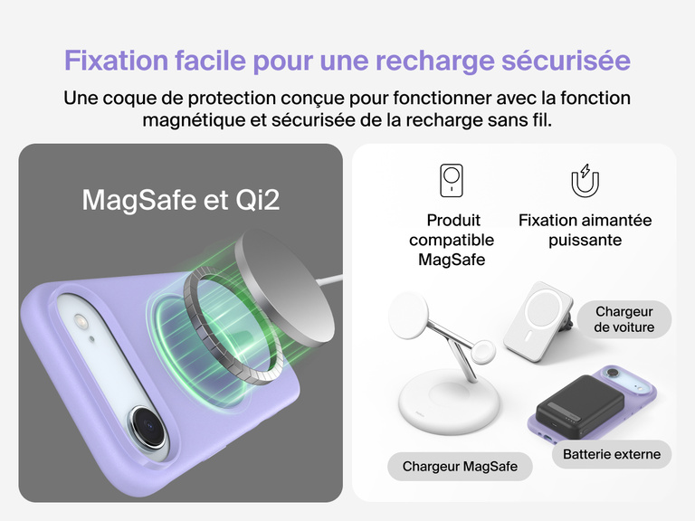 Coque de protection Belkin ScreenForce Protect&nbsp;Series pour iPhone&nbsp;17 avec rebords prot&eacute;geant l'&eacute;cran et les objectifs, con&ccedil;ue pour une recharge sans fil magn&eacute;tique fluide.