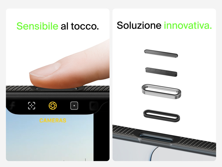 Belkin SheerForce Grip Series Case for iPhone 17 with MagSafe ring, raised edges, and floating tinted buttons for precision protection.