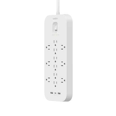 12 Outlet Surge Protector + USB-C and USB-A ports