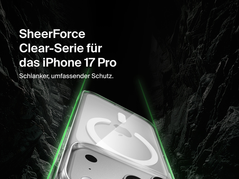 Belkin SheerForce Clear Series Case for iPhone 17 shown with slim transparent design and durable protection.