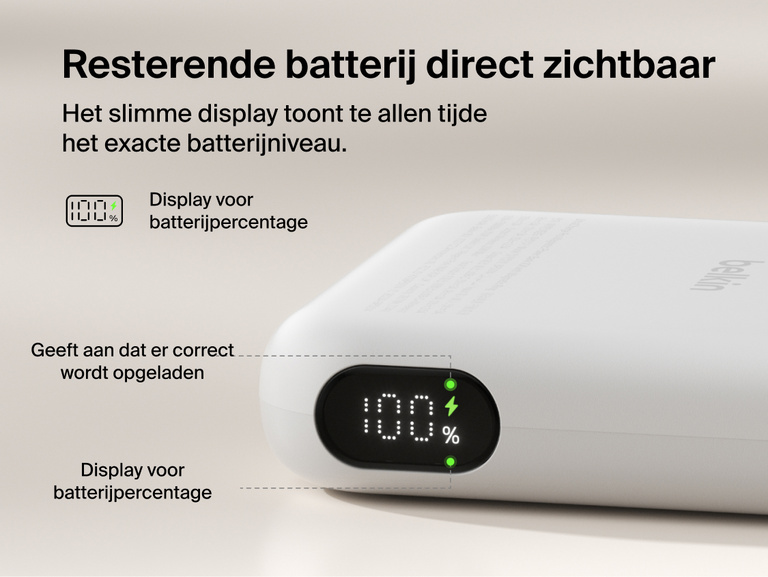 Belkin UltraCharge Pro Power Bank 10K with magnetic ring shown with accessory attachment support and an integrated kickstand for secure mounting and hands-free phone viewing.