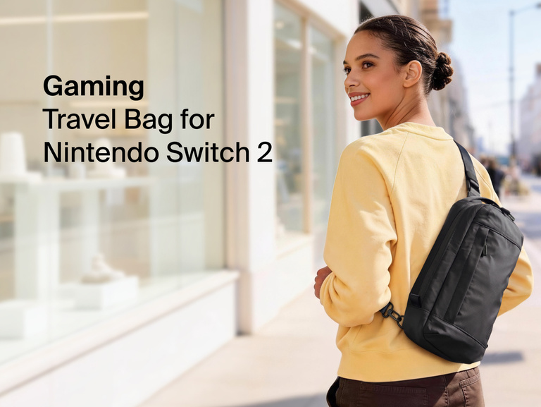 Belkin Gaming Travel Bag for Nintendo Switch 2 with spacious storage, padded protection, game card organization, and versatile carrying options for gaming on the go.