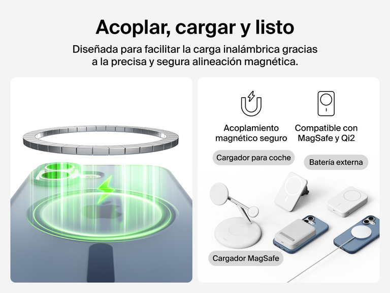 Close-up of Belkin SheerForce Grip Series Case for iPhone 17 with textured edges for secure, comfortable handling.