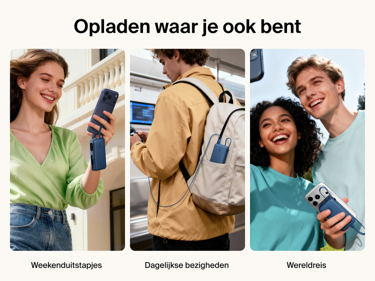 Belkin UltraCharge 10K power bank with integrated USB-C cable and digital display used for portable charging during travel, commuting, and everyday carry