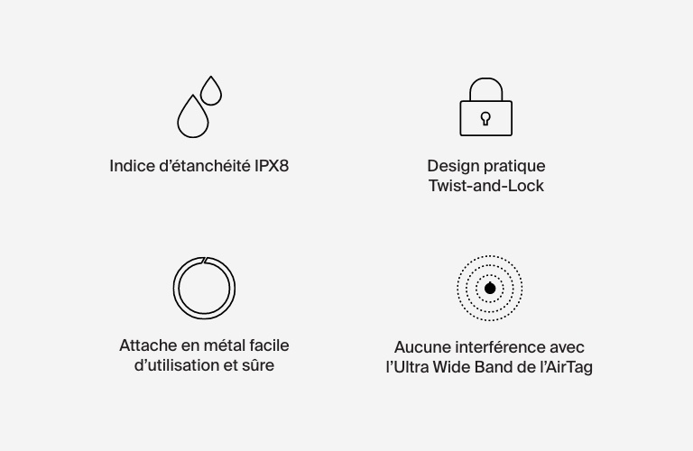 Anneau de protection étanche avec attache en métal pour AirTag