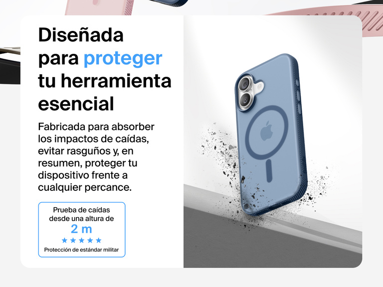 Belkin SheerForce Grip Series Case for iPhone 17 shown with textured grip and impact protection against drops.