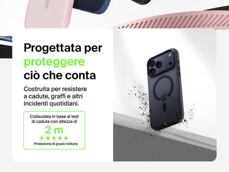 Belkin SheerForce Grip Series Case for iPhone 17 shown with textured grip and impact protection against drops.