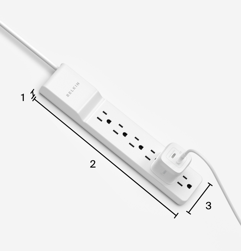 Belkin Surge Protector Power Strip with 6 AC Outlets, 6ft/1.8M Long Heavy-Duty Extension Cord, & 360-Degree Rotating AC Plug for Conference Rooms, Computer Desktops, & More - 1080 Joules of Protection 