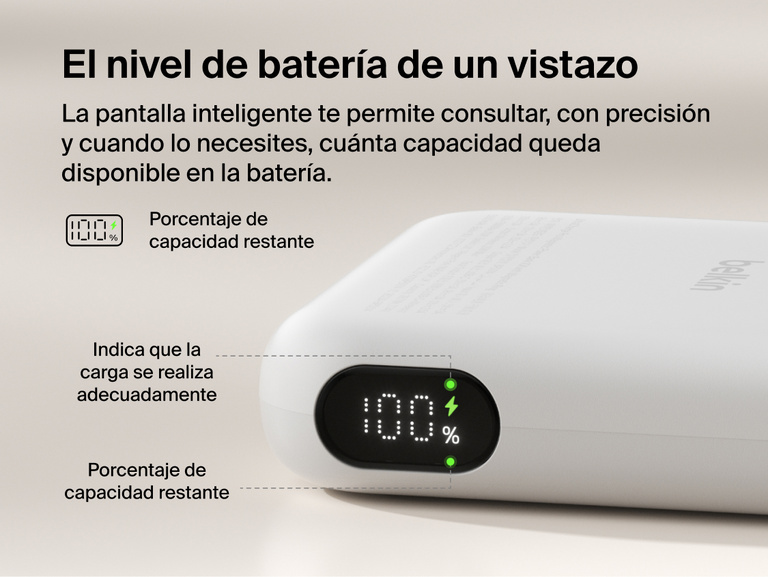 Belkin UltraCharge Pro Power Bank 10K with magnetic ring shown with accessory attachment support and an integrated kickstand for secure mounting and hands-free phone viewing.