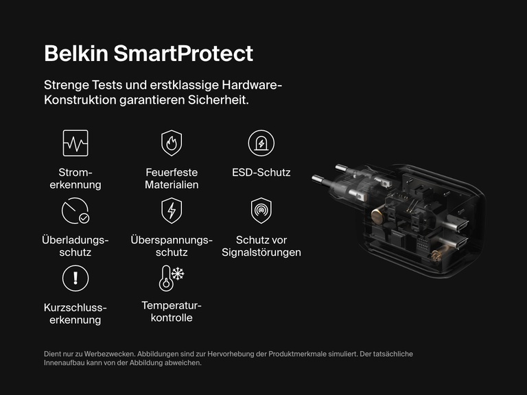 Das Belkin Gaming USB-C-Ladegerät (65 W) hat ein kompaktes, für Reisen geeignetes Design mit einklappbarem Stecker – ideal zum Schnellladen der Nintendo Switch 2 unterwegs.