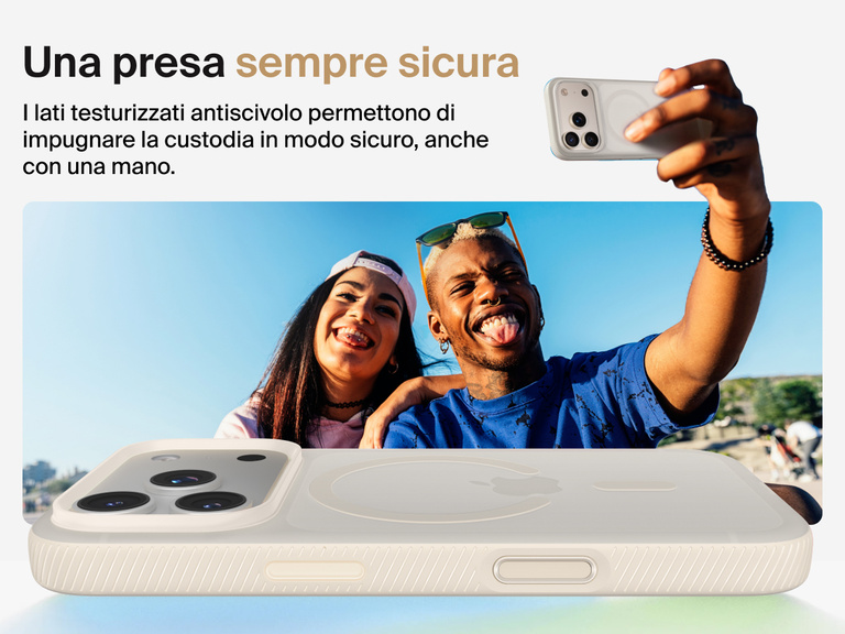 Belkin SheerForce Grip Series Case for iPhone 17 with military-grade drop protection and textured non-slip grip.