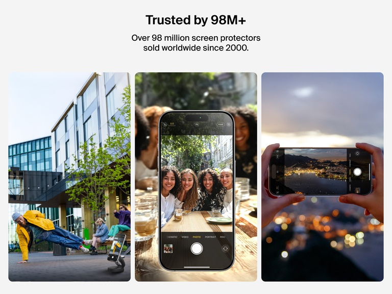 Belkin ScreenForce TemperedGlass Screen Protector trusted by 81M+ users worldwide, ensuring reliable durability and crystal-clear protection for iPhone.