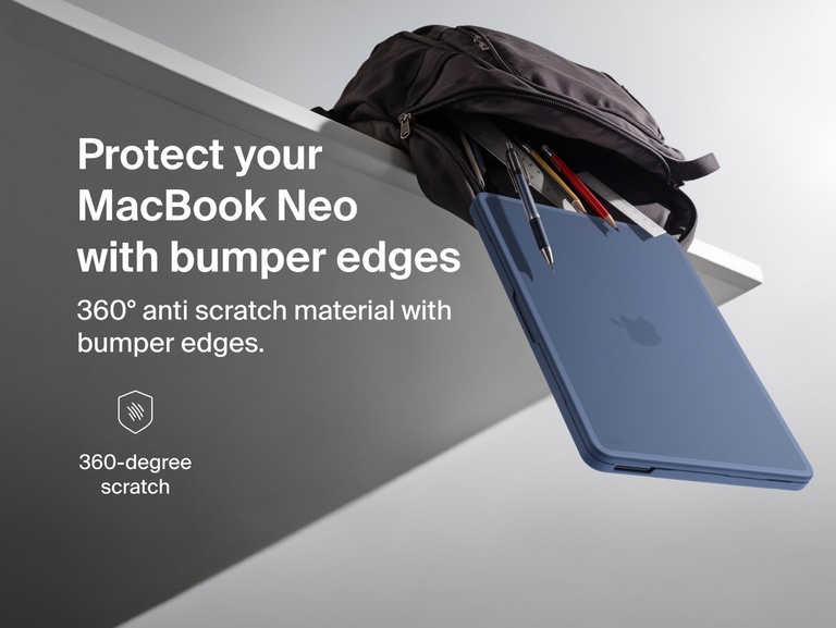 Protect your MacBook Neo with bumper edges and 360&not;&infin; anti-scratch material
