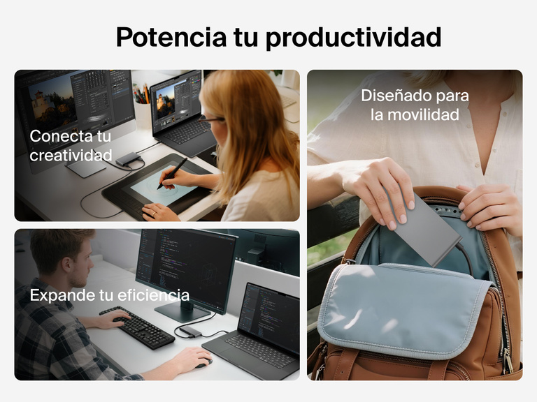 Belkin Connect 7-Port USB-C Hub with Dual USB-C Ports shown for portability, creative workflows, and efficient multitasking across devices.