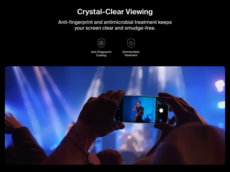 Belkin ScreenForce UltraGlass 2 Screen Protector with anti-fingerprint coating and antimicrobial treatment for crystal clear viewing.