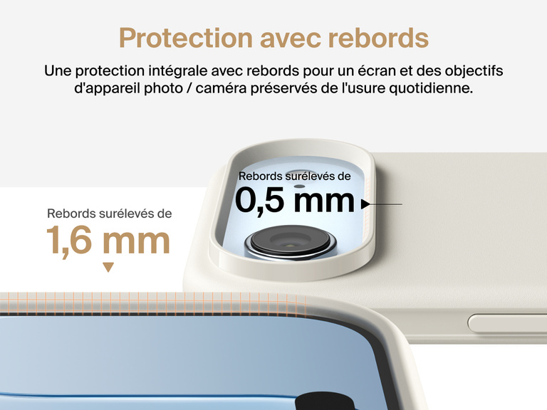 Coque de protection Belkin ScreenForce Protect Series pour iPhone 17 avec rebords et protection anti-impacts de chutes de moins de 4&nbsp;m.