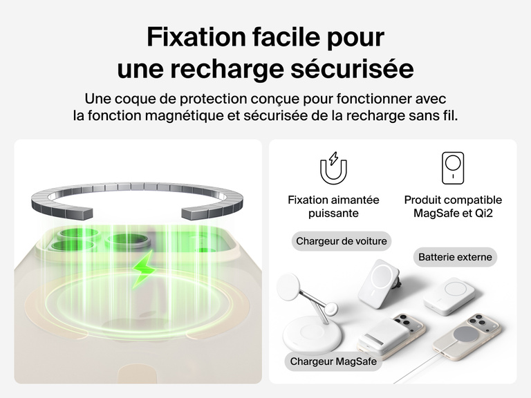 Close-up of Belkin SheerForce Grip Series Case for iPhone 17 with textured edges for secure, comfortable handling.