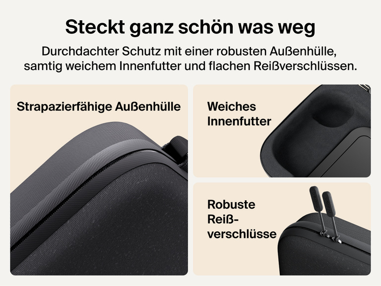 Belkin Gaming Charging Case Pro for Nintendo Switch 2 shown with tough outer shell, soft protective interior, and heavy-duty low-profile zippers for durable travel protection.