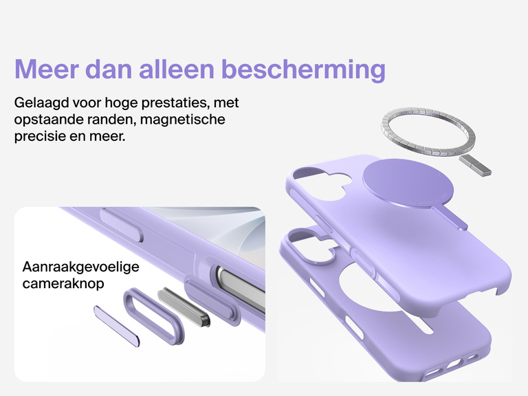 Belkin ScreenForce Protect-hoesje voor de iPhone 17, met MagSafe en Qi2-compatibiliteit voor stevige magnetische bevestiging op laders en accessoires.