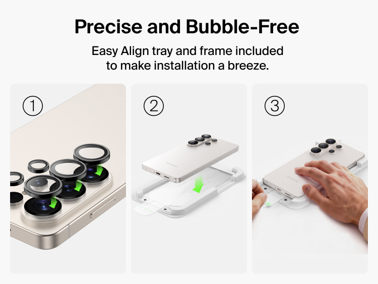 Belkin SheerForce Titan Protective Bundle for Samsung Galaxy S26 with Easy Align tray for precise, bubble-free installation of the screen and camera lens protectors.
