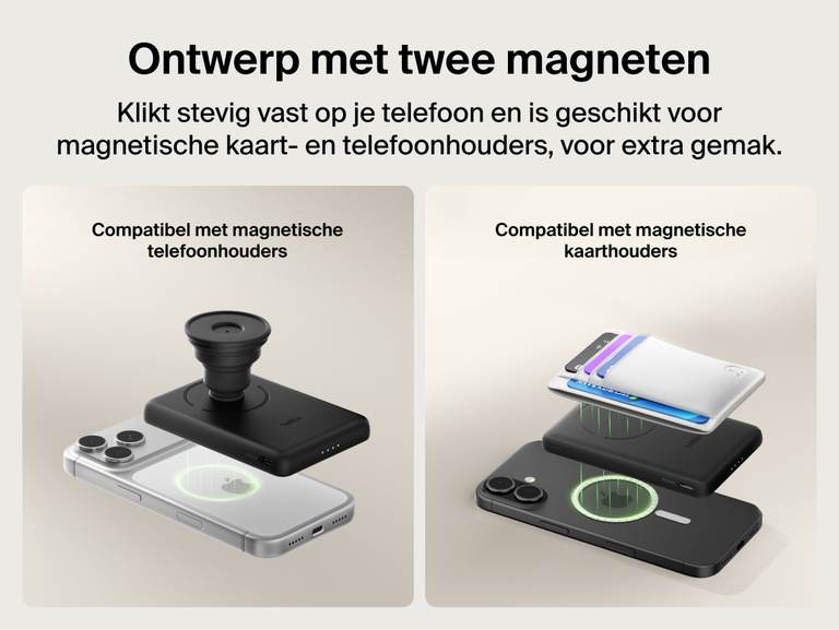 Belkin BoostCharge Slim Magnetic Power Bank 5K with Qi2 highlighting an ultra-slim, lightweight design with smart thermal control for safe, pocket-friendly portable charging.