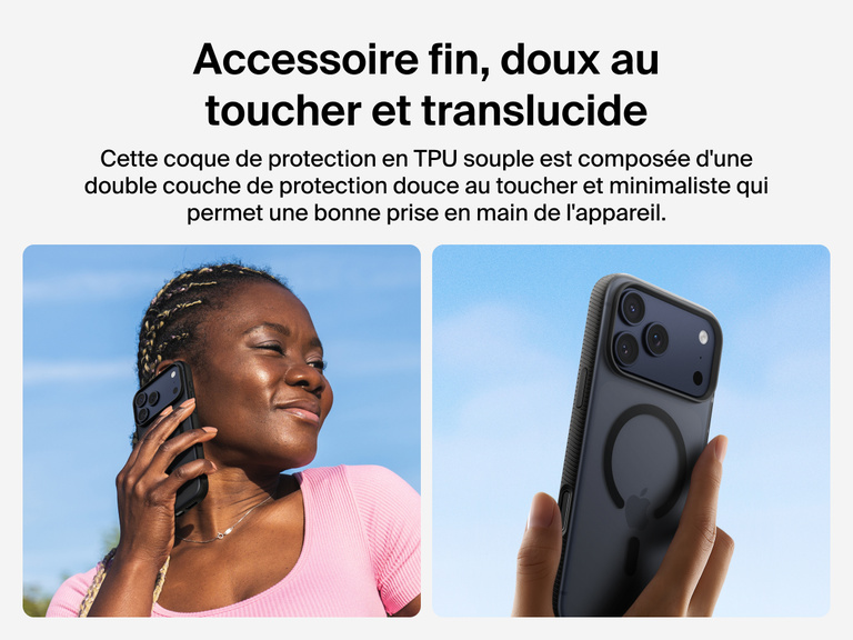 Belkin SheerForce Grip Series Case for iPhone 17 with slim translucent design and soft-touch finish for a comfortable grip.