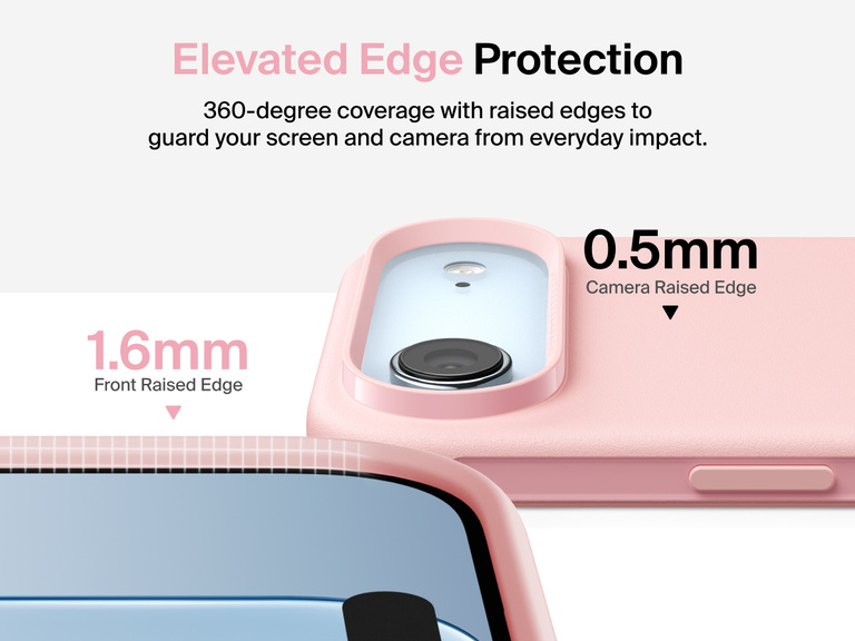 Belkin ScreenForce Protect Series Case for iPhone 17 with elevated edge design and military-grade drop protection up to 13 feet.